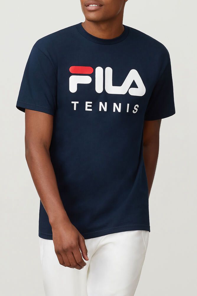 Fila T-Shirt Mens Navy - Tennis - Philippines 4069582-UR